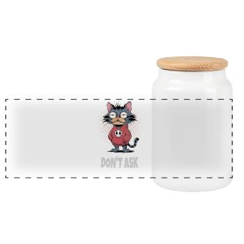 Ne demandez pas au chat – Drôle de phrase de chat - Boîte à biscuits avec couvercle en bois - blanc - Devant