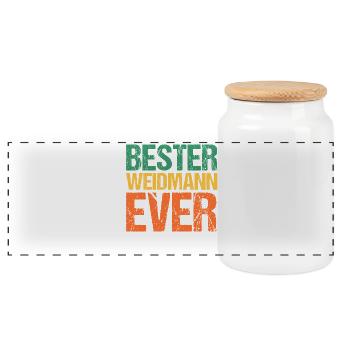 Hunting Hunting Huntsman Hunters - Panoramic Cookie Jar with Wooden Lid - white - Front
