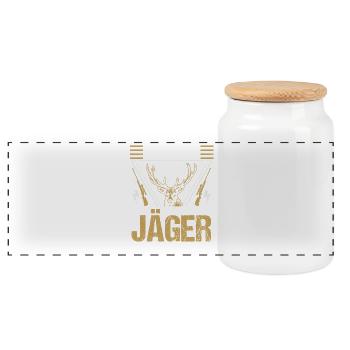 Hunting Hunting Huntsman Hunters - Panoramic Cookie Jar with Wooden Lid - white - Front