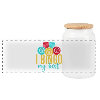Bingo Game I Bingo My Best Bingo - Panorama Keksdose mit Holzdeckel - Weiß - Vorne