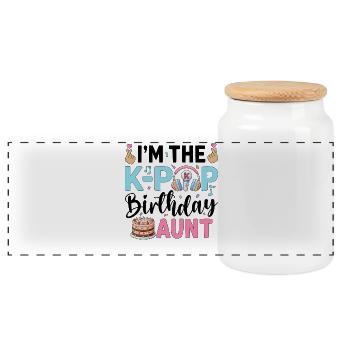 I'm The K-Pop Birthday Aunt - Panorama Keksdose mit Holzdeckel - Weiß - Vorne