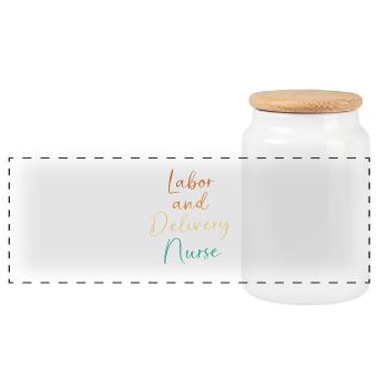 Midwife Obgyn Obstetrics - Panoramic Cookie Jar with Wooden Lid - white - Front