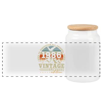 Vinatge Vinatge 1986 Cadeau d’anniversaire rétro - Boîte à biscuits avec couvercle en bois - blanc - Devant