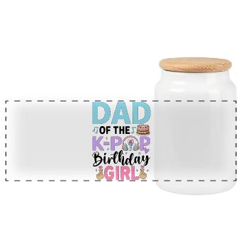 Dad Of The K-Pop Birthday Girl - Panorama Keksdose mit Holzdeckel - Weiß - Vorne