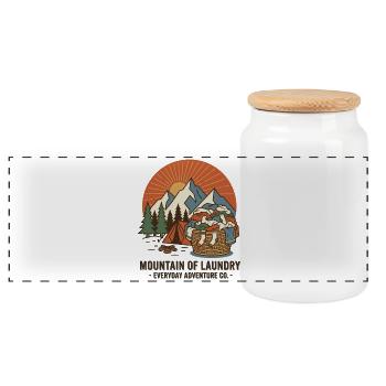 Montagne de linge – Humour en plein air Berg Wäsche - Boîte à biscuits avec couvercle en bois - blanc - Devant