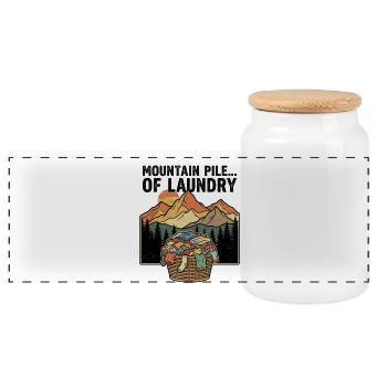 Montagne de linge – Humour en plein air Berg Wäsche - Boîte à biscuits avec couvercle en bois - blanc - Devant