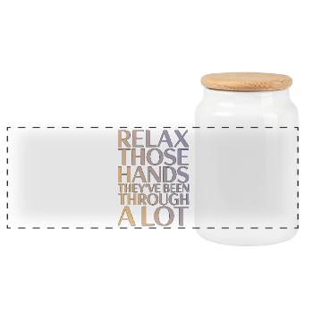 Thérapeute des mains Détendez-vous Ces mains Kinésithérapeute - Boîte à biscuits avec couvercle en bois - blanc - Devant