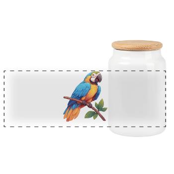 Macaw's Era - Panoramic Cookie Jar with Wooden Lid - white - Front