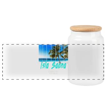 Souvenir de la plage de la République dominicaine d’Isla Saona - Boîte à biscuits avec couvercle en bois - blanc - Devant