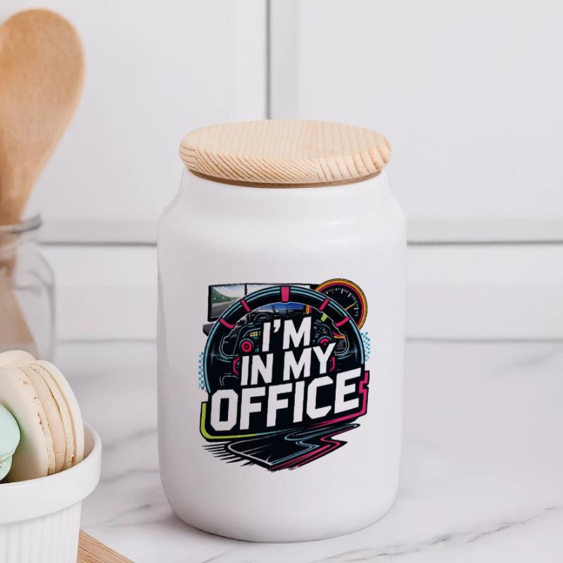 Je suis dans mon bureau Boîte à biscuits avec couvercle en bois