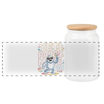 Mode Yeti Party – Monstre de fête drôle - Boîte à biscuits avec couvercle en bois - blanc - Devant