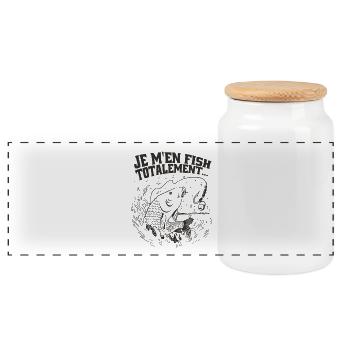 Je M’en Fish Totalement Humour Pêcheur - Boîte à biscuits avec couvercle en bois - blanc - Devant