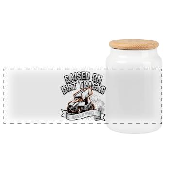Élevé sur des pistes de terre Racing Motiv - Boîte à biscuits avec couvercle en bois - blanc - Devant