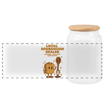 Boulanger de pain au levain local revendeur - Boîte à biscuits avec couvercle en bois - blanc - Devant