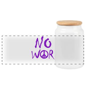 PAS DE GUERRE – Déclaration pour la paix contre la guerre - Boîte à biscuits avec couvercle en bois - blanc - Devant