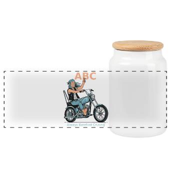 Motocyclette Toujours Pieds Nus N° 2 - Boîte à biscuits avec couvercle en bois - blanc - Devant