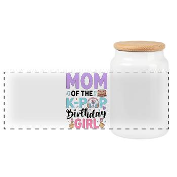 Mom Of The K-Pop Birthday Girl - Panorama Keksdose mit Holzdeckel - Weiß - Vorne
