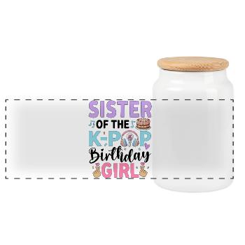 Sister Of The K-Pop Birthday Girl - Panorama Keksdose mit Holzdeckel - Weiß - Vorne