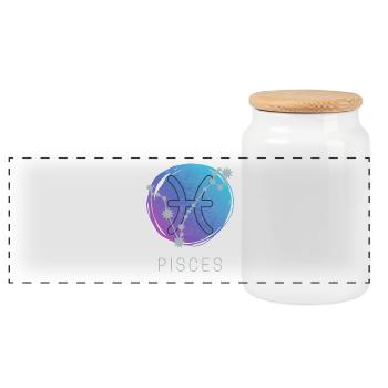 Pisces Pisces Zodiac Horoscope Astrology - Panoramic Cookie Jar with Wooden Lid - white - Front