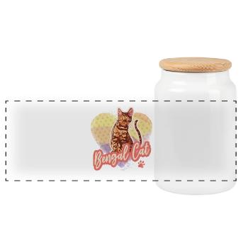 Bengal Cat Vintage Cats Design for Animal Lovers - Panoramic Cookie Jar with Wooden Lid - white - Front