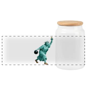Bowling de la Statue de la Liberté - Boîte à biscuits avec couvercle en bois - blanc - Devant