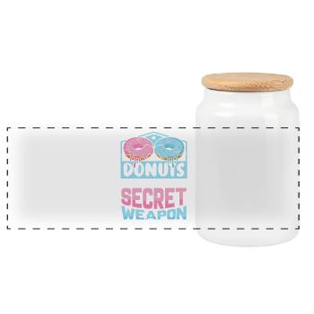 Restauration rapide en donuts - Boîte à biscuits avec couvercle en bois - blanc - Devant