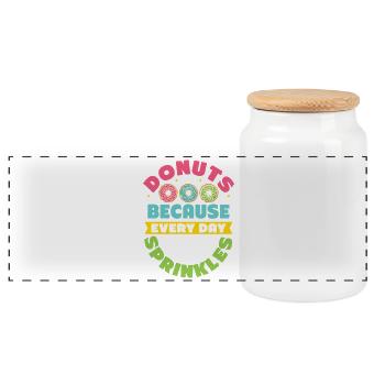Restauration rapide en donuts - Boîte à biscuits avec couvercle en bois - blanc - Devant