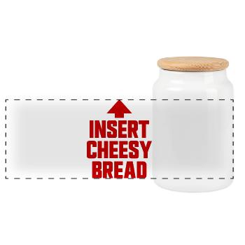 Cheese bread (favorite food) - Panoramic Cookie Jar with Wooden Lid - white - Front