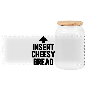 Cheese bread (favorite food) - Panoramic Cookie Jar with Wooden Lid - white - Front