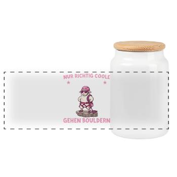 Bouldern Schaf Coole Mädels Klettern Geschenk - Panorama Keksdose mit Holzdeckel - Weiß - Vorne