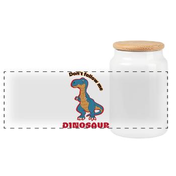 Do not follow Dino Spruch - Panoramic Cookie Jar with Wooden Lid - white - Front