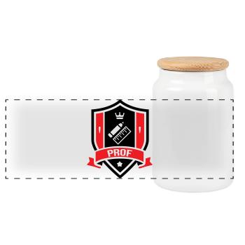 Academic coat of arms Professor Couronne - Panoramic Cookie Jar with Wooden Lid - white - Front