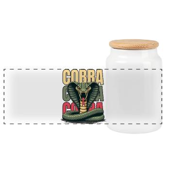 Cobra Snake Wild Animal Retro Design - Panoramic Cookie Jar with Wooden Lid - white - Front