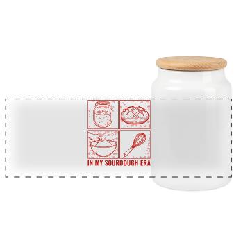 Pot de levain à pain au levain de l’ère du pain au levain - Boîte à biscuits avec couvercle en bois - blanc - Devant