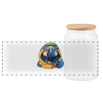 Macaw's Era - Panoramic Cookie Jar with Wooden Lid - white - Front