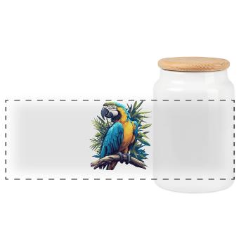Macaw's Era - Panoramic Cookie Jar with Wooden Lid - white - Front