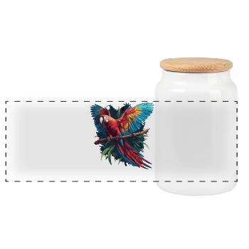 Macaw's Era - Panoramic Cookie Jar with Wooden Lid - white - Front
