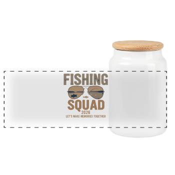 Équipe de pêche 2026 - Boîte à biscuits avec couvercle en bois - blanc - Devant