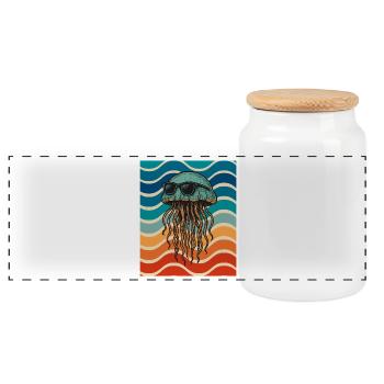 Strandjellyfish mit Sonnenbrille - Panorama Keksdose mit Holzdeckel - Weiß - Vorne
