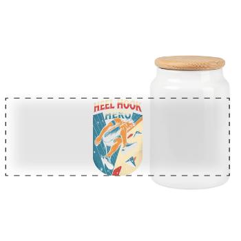 Indoor Klettern Indoorklettern Heel Hook Hero - Panorama Keksdose mit Holzdeckel - Weiß - Vorne