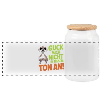 Guck Mich Nicht In Diesem Ton An Frech Büro Spruch - Panorama Keksdose mit Holzdeckel - Weiß - Vorne