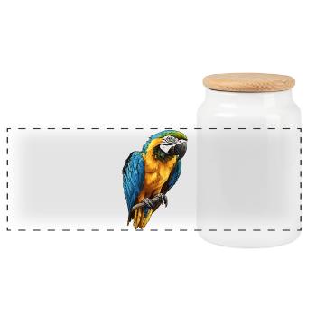 Macaw's Era - Panoramic Cookie Jar with Wooden Lid - white - Front