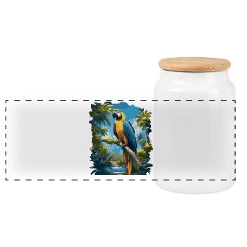 Macaw's Era - Panoramic Cookie Jar with Wooden Lid - white - Front