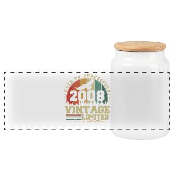 Cadeau d’anniversaire rétro vintage 2008 - Boîte à biscuits avec couvercle en bois - blanc - Devant