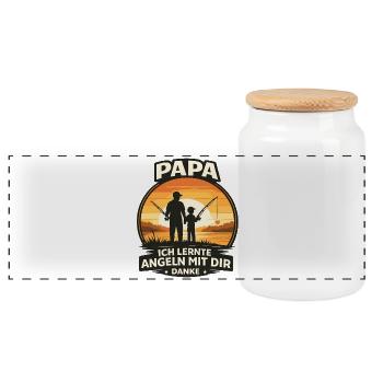 Papa Angeln Mit Dir Danke Retro Vatertag Geschenk - Panorama Keksdose mit Holzdeckel - Weiß - Vorne