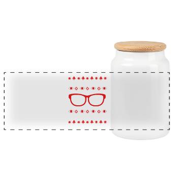 Optician Ophthalmologist - Panoramic Cookie Jar with Wooden Lid - white - Front