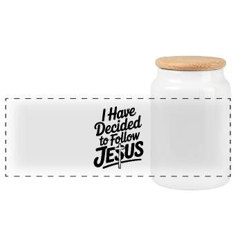 I Have Decided to Follow Jesus - Panoramic Cookie Jar with Wooden Lid - white - Front