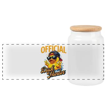 Amoureux officiel officiel du canard canard en caoutchouc - Boîte à biscuits avec couvercle en bois - blanc - Devant
