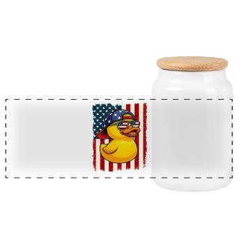Canard en caoutchouc Drapeau américain Patriotique Amateur du canard - Boîte à biscuits avec couvercle en bois - blanc - Devant