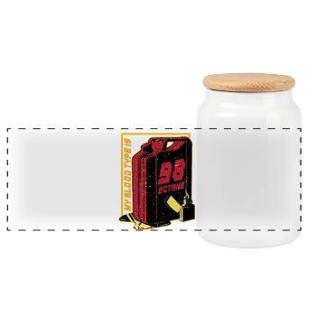Car Racing Motorsport My Blood Type Is 98 Octane - Panoramic Cookie Jar with Wooden Lid - white - Front